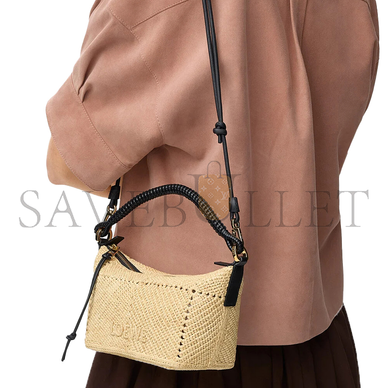 LOEWE CALA MINI BAG IN CLASSIC CALFSKIN AND RAFFIA A120HPLX15 (26*13*10cm)